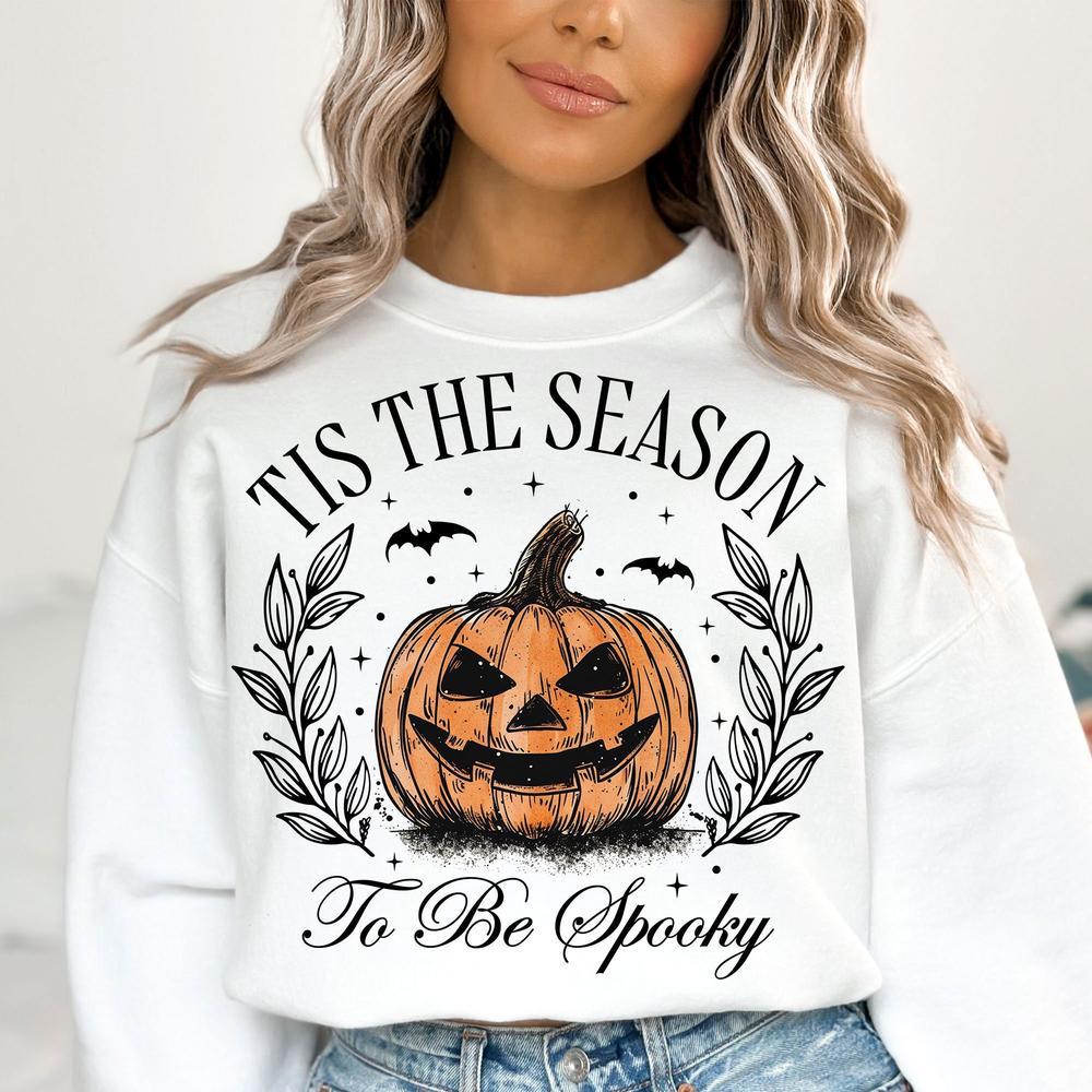 Tis the Season to Be Spooky Sweatshirt, Halloween Sweatshirt, Spooky Season Sweatshirt, Pumpkin Sweatshirt