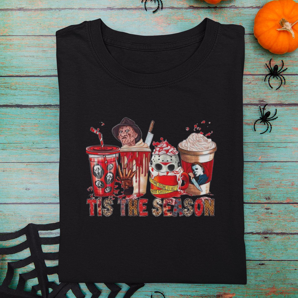 Tis the Season, Halloween Shirt, Fall Shirts, Horror Icons Shirt, Spooky Fashion, Jason Voorhees, Freddy, Coffee Shirt, Halloween Gift