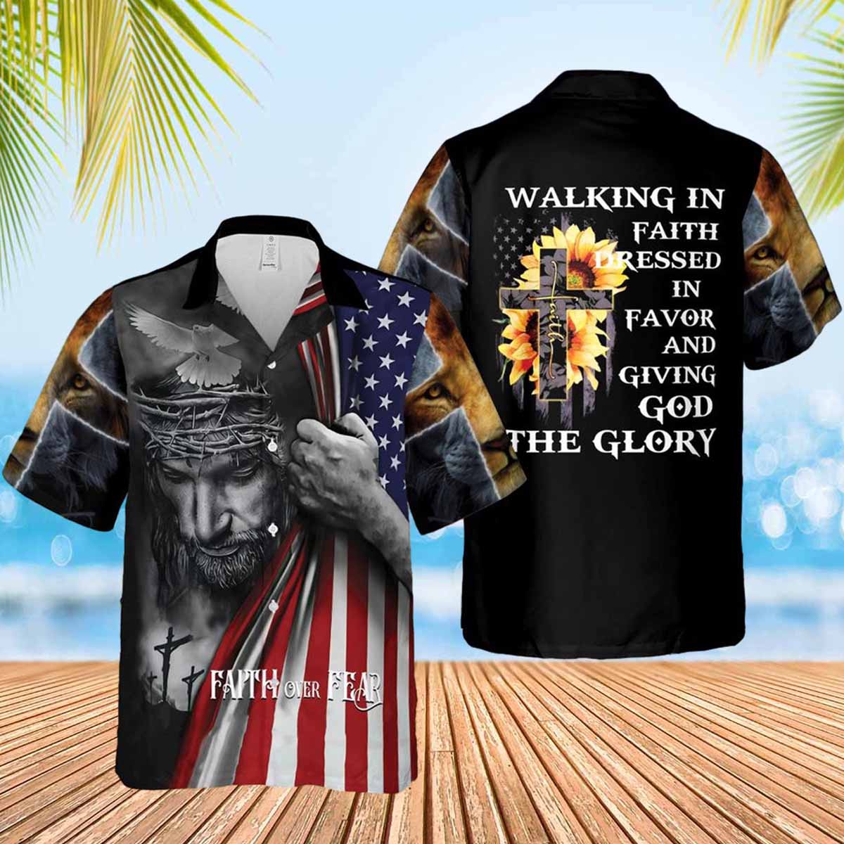 Walking In Faith Jesus Hawaiian Shirt - Christian Hawaiian Shirts For Women Men