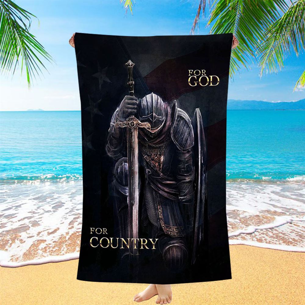 Warrior For God For Country Beach Towel - Christian Warrior Beach Towel