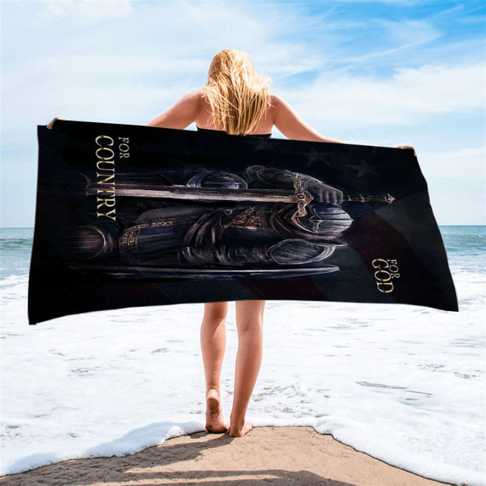 Warrior For God For Country Beach Towel - Christian Warrior Beach Towel