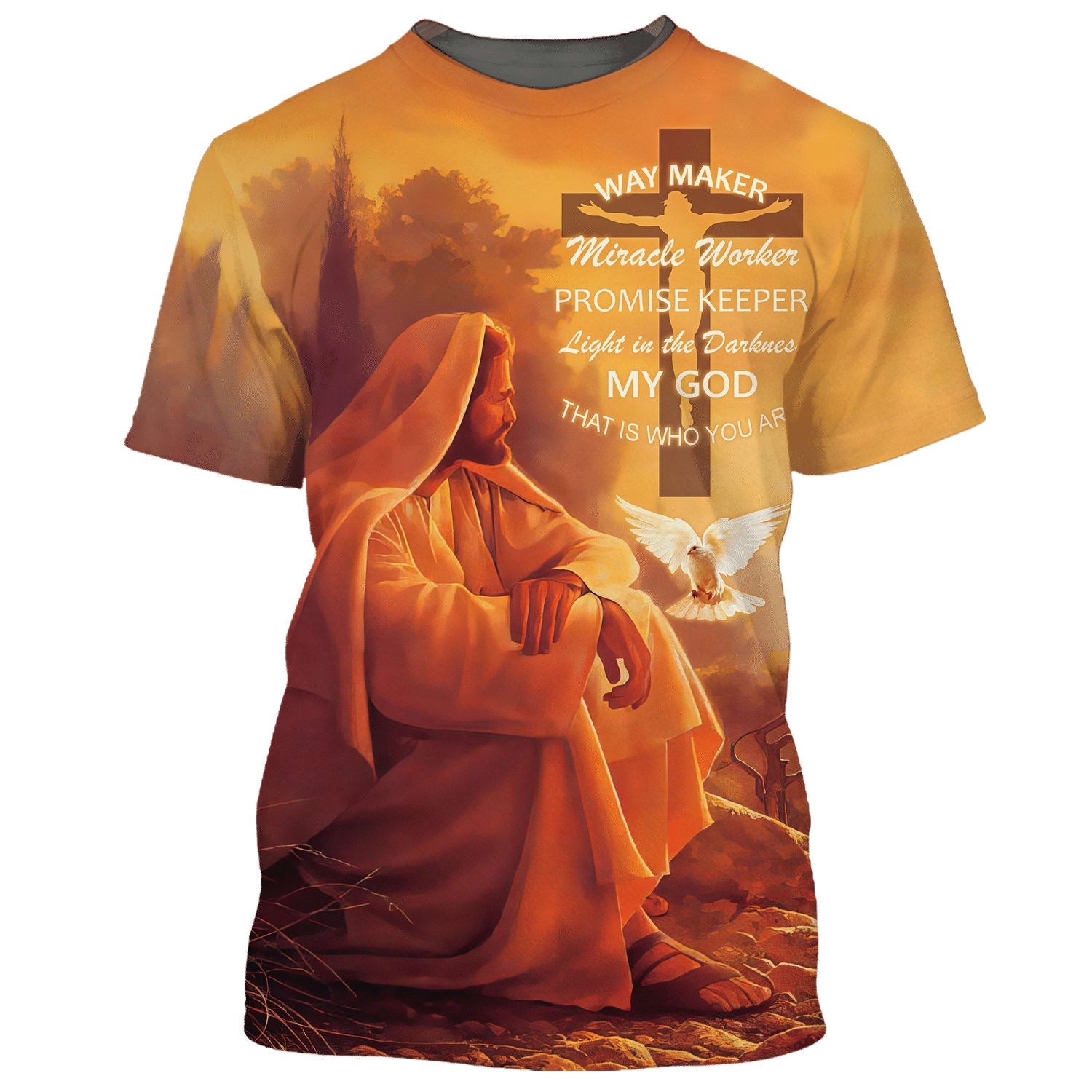 Way Maker Miracle Worker Promise Keeper Shirts - Jesus Sitting 3D All Over Printed Shirt for Men and Women