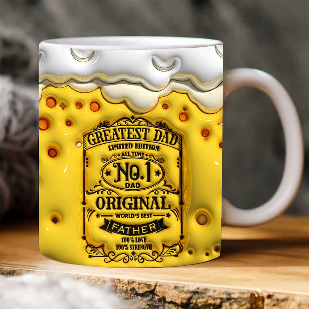 Worlds Best Dad 3D Inflated Mug, 3D Coffee Mug, Cute 3D Inflated Mug, Birthday Gift, Christimas Gift