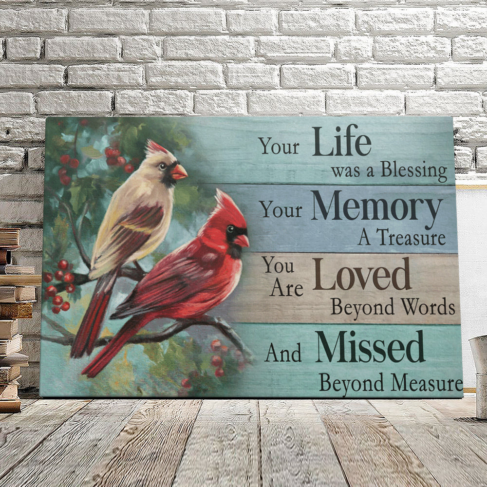 You Life Was A blessing - Cardinal Bird - Christian Canvas Prints - Faith Canvas - Bible Verse Canvas - Ciaocustom