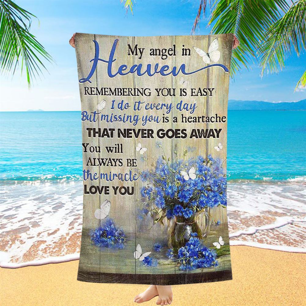 You Will Always Be The Miracle Beach Towel - Blue Flower Glass Vase Butterfly Beach Towel - Christian Art - Bible Verse Beach Towel - Religious Beach Towel