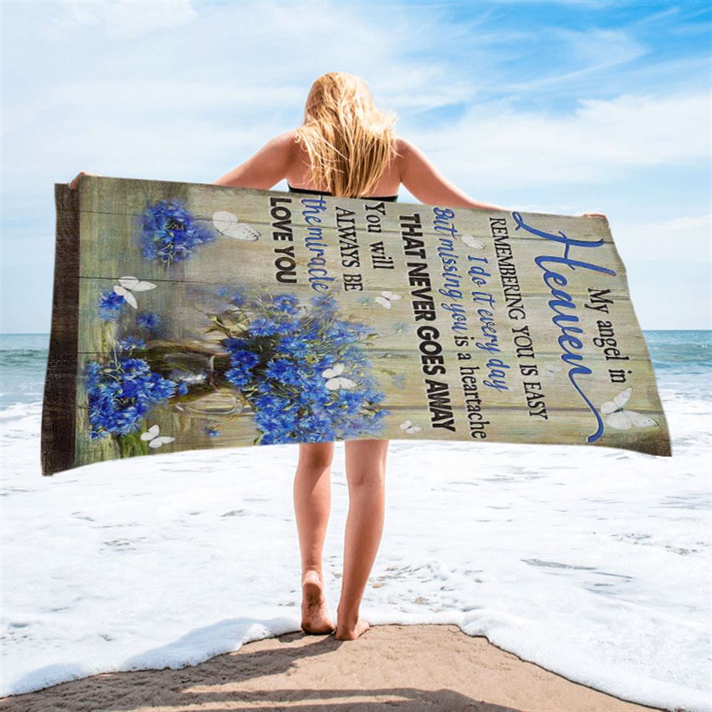 You Will Always Be The Miracle Beach Towel - Blue Flower Glass Vase Butterfly Beach Towel - Christian Art - Bible Verse Beach Towel - Religious Beach Towel