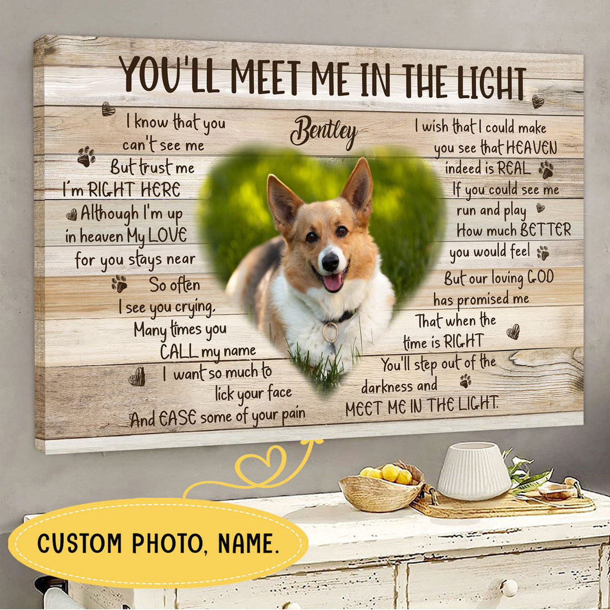 You'll Meet Me In The Light Personalized Pet Memorial Canvas Wall Art - Pet Memorial Gifts