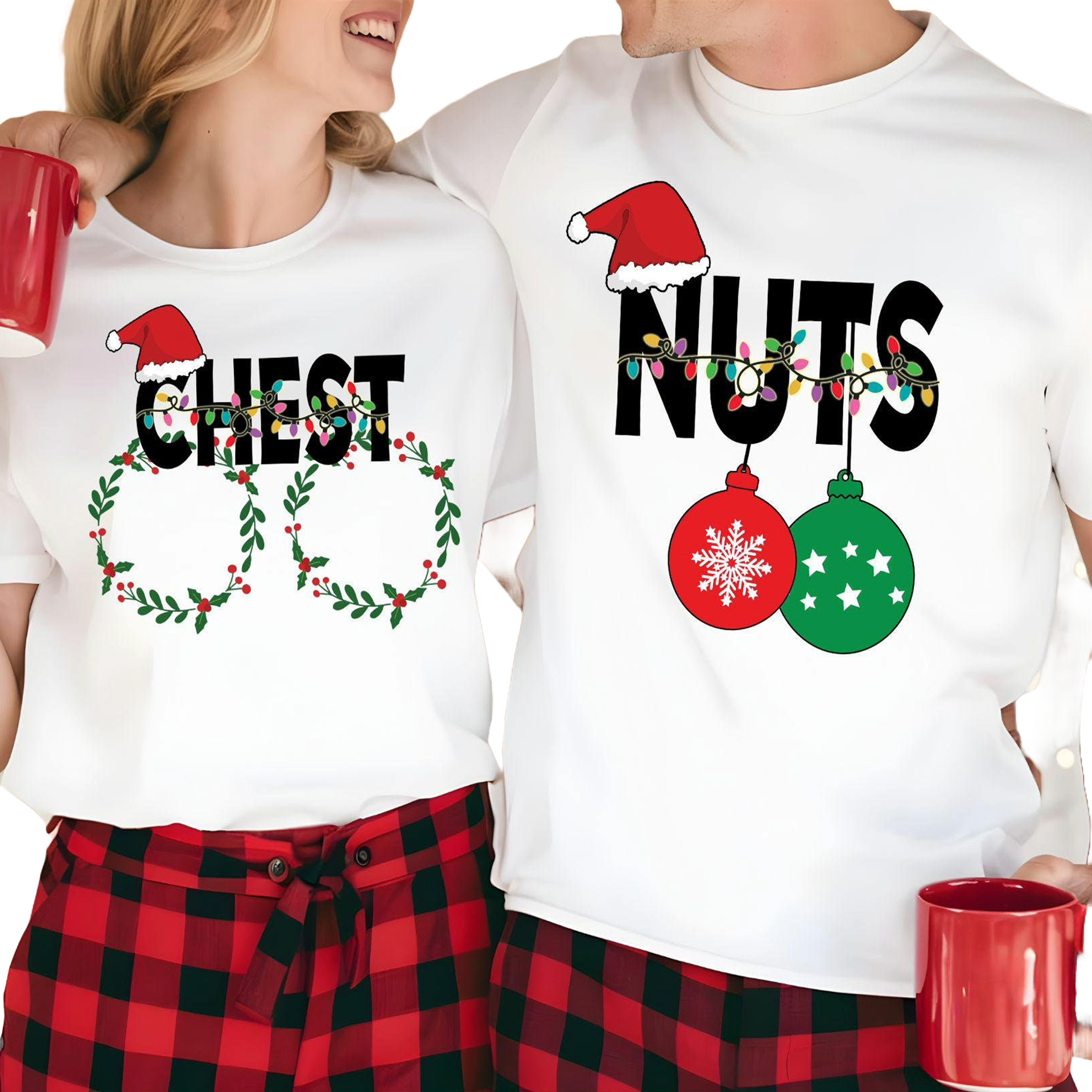 Chest Nuts Christmas Couple Shirt, Matching Shirt, Funny Christmas Couple Shirt, Christmas Couple Shirt White