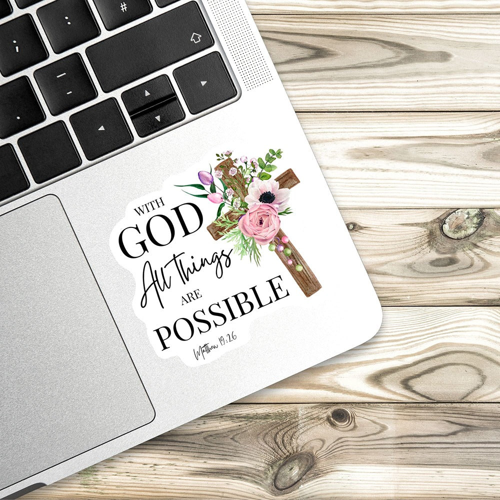 With God All Things Are Possible Christian Sticker