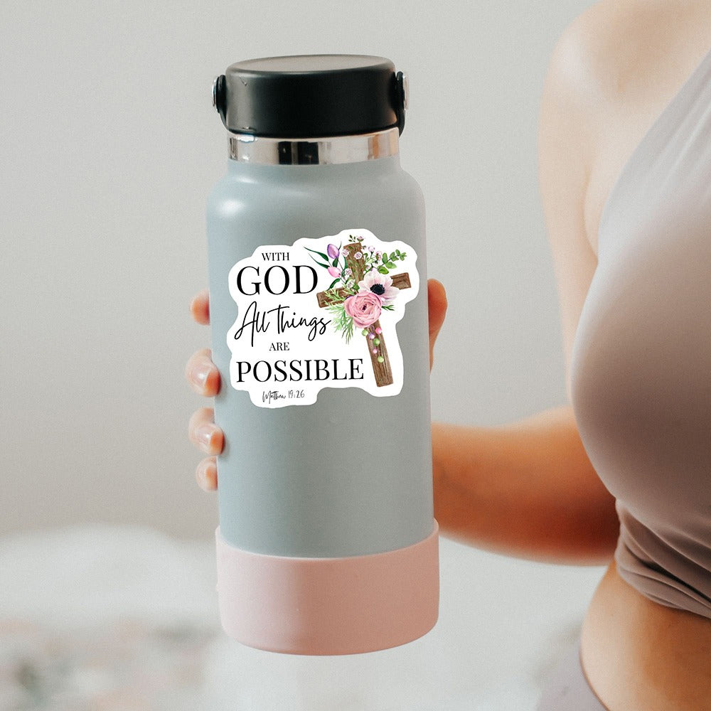 With God All Things Are Possible Christian Sticker