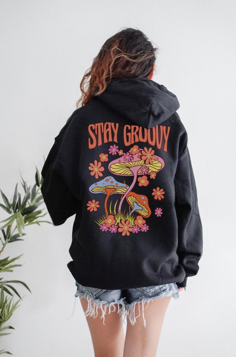 Trippy Mushroom Hoodie Cottagecore Hoodie Trippy Hoodie Psychedelic Mushroom Clothes Y2k Hoodie Aesthetic Clothes Alt Clothes Hippy Clothes