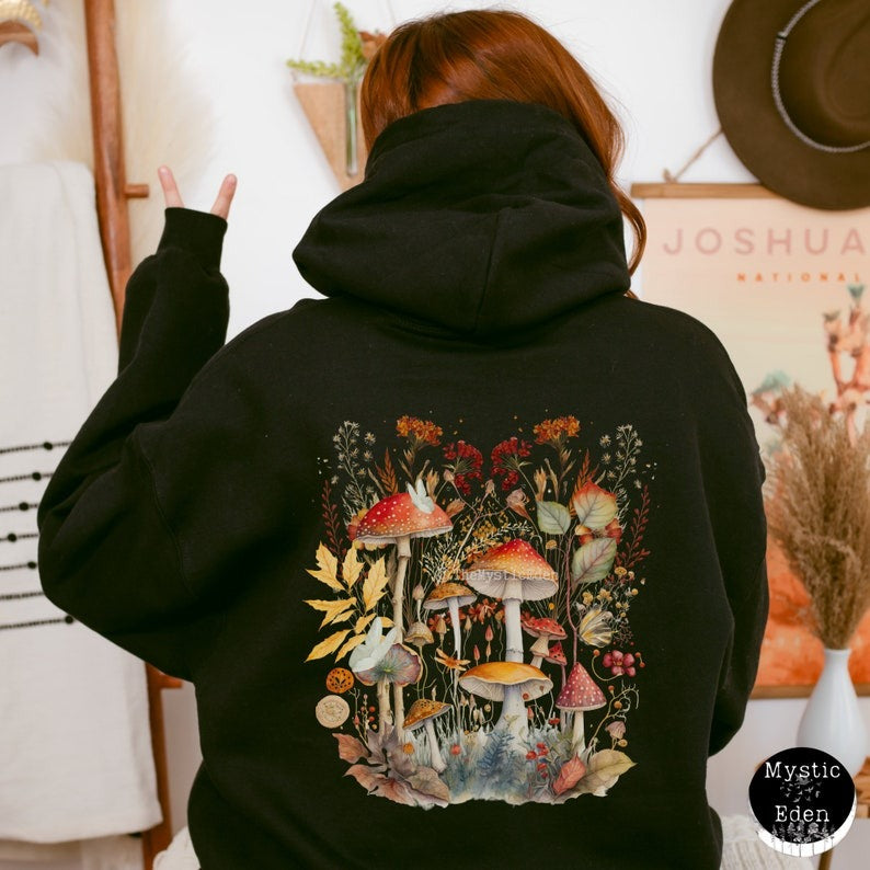 Mushroom Hoodie Unisex Brown Cottagecore Hoodie Goblincore Dark Cottagecore Clothing Goblincore Aesthetic Mushroom Sweatshirt Oversized