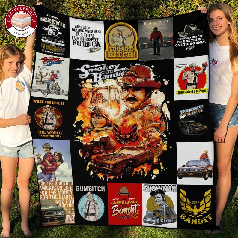 Smokey And The Bandit Movie Fleece Blanket, Premium Sherpa Blanket, Smokey And The Bandit Blanket, Road Action Movie Quilt, Bandit Blanket