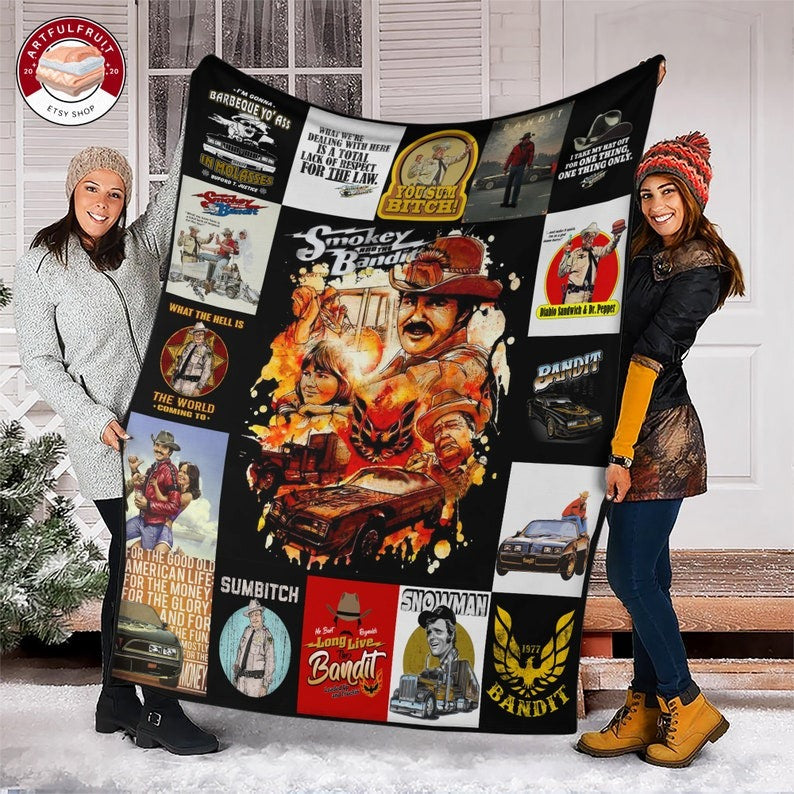 Smokey And The Bandit Movie Fleece Blanket, Premium Sherpa Blanket, Smokey And The Bandit Blanket, Road Action Movie Quilt, Bandit Blanket