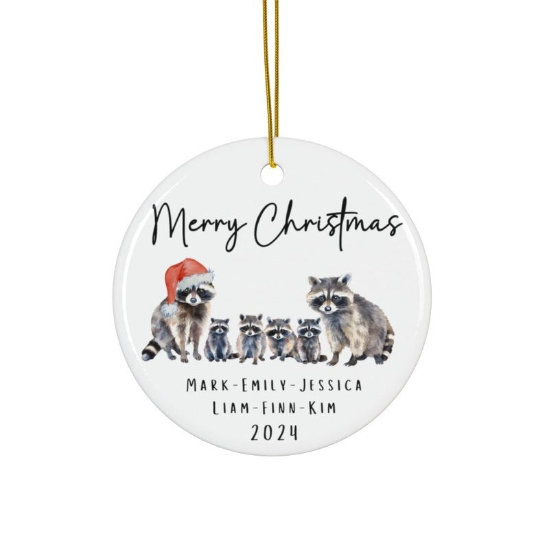 Personalized Raccoon Family Ornament for Christmas Gift Custom Name Ornament Family