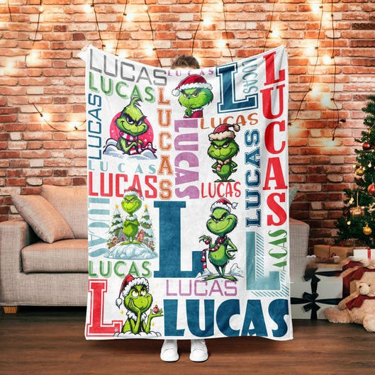 Personalized Cartoon Blanket, Christmas Blanket, Custom Blanket, Adults blanket, Birthday Gifts, Custom Name Blanket, Monogram blanket