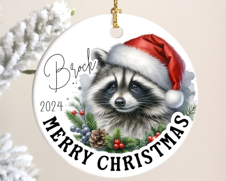 Raccoon Christmas Ornament, Custom Personalized Raccoon Ornament Pet Gift for Him, Her, Xmas